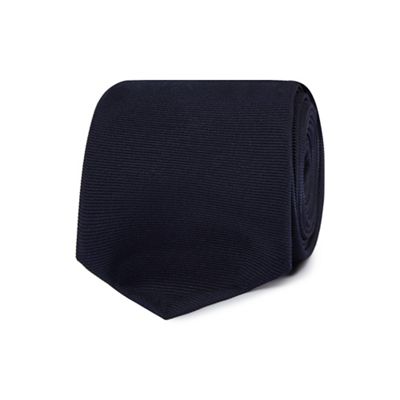 The Collection - Navy ribbed slim silk tie