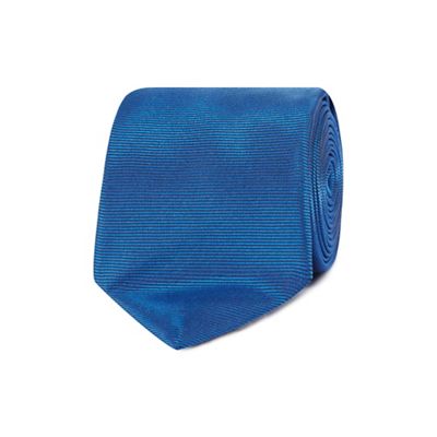 The Collection - Bright blue ribbed slim silk tie