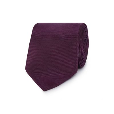 The Collection - Purple ribbed slim silk tie