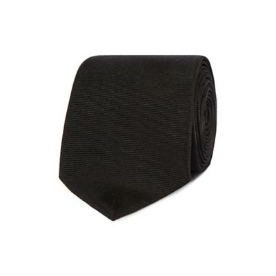 The Collection - Black ribbed slim silk tie