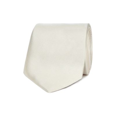 The Collection - Ivory ribbed slim silk tie