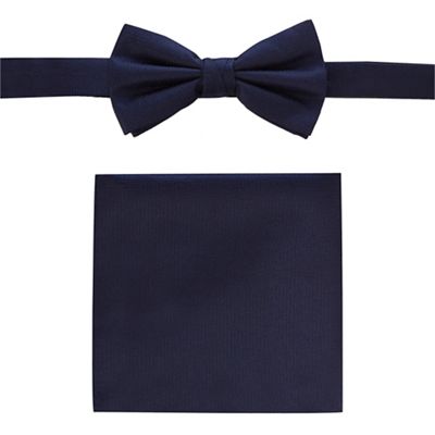 Black Tie - Navy bow tie and pocket set
