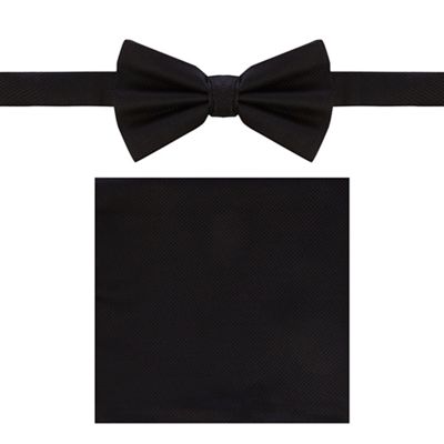 Black Tie - Black bow tie and pocket set