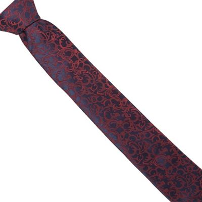 Black Tie - Navy and red baroque pattern tie