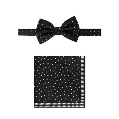 Black Tie - Black bowtie, pocket square and cufflink set