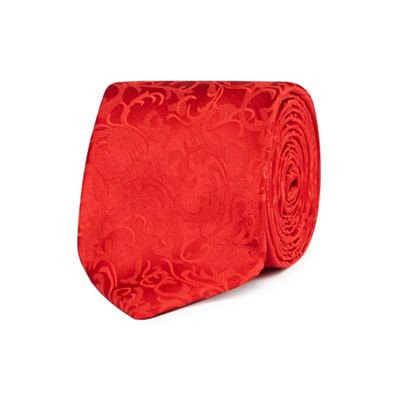 Black Tie - Red baroque pattern tie