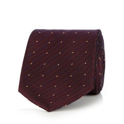 Hammond & Co. by Patrick Grant - Dark red dotted stripe pure silk tie