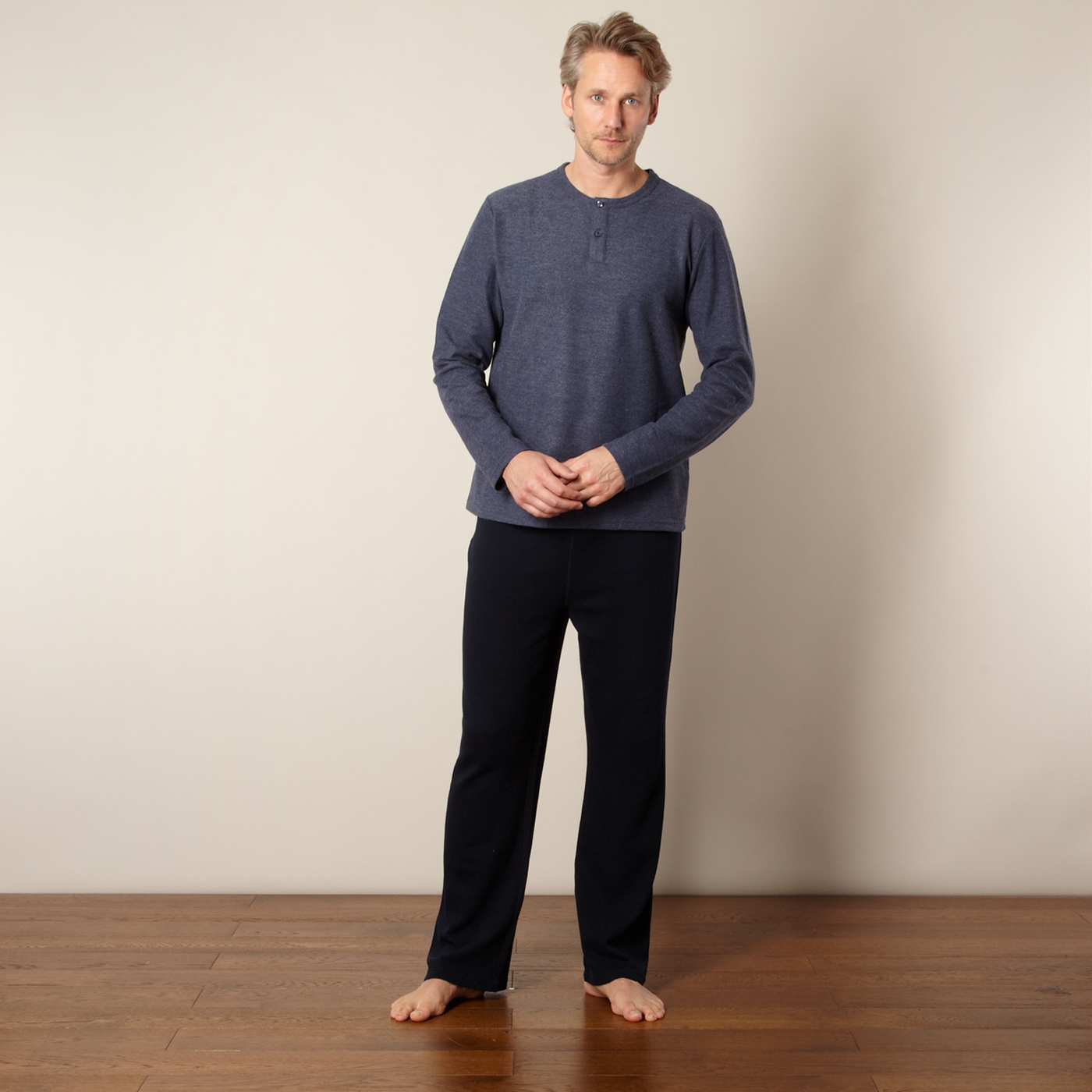 Maine New England Navy brushed waffle pyjama set