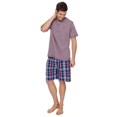 Mantaray - Big and tall purple t-shirt and checked shorts pyjama set