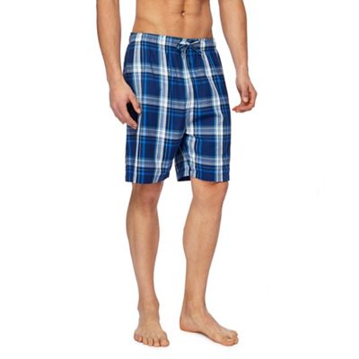 Mantaray - Big and tall pack of two navy checked lounge shorts