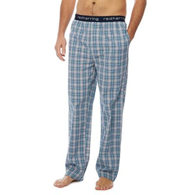 Red Herring - Big and tall aqua woven check cotton pyjama bottoms