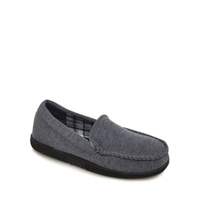 Maine New England - Grey jersey moccasin slippers