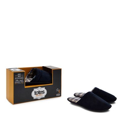 Totes - Navy cord mule slippers