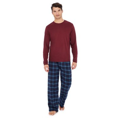 Lounge & Sleep - Dark red striped cotton pyjama set