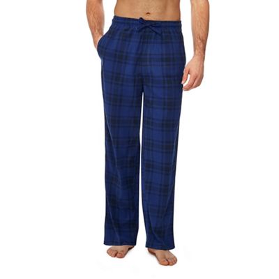 Lounge & Sleep - Blue checked print pyjama bottoms