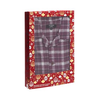 Lounge & Sleep - Big and tall purple checked pyjama set