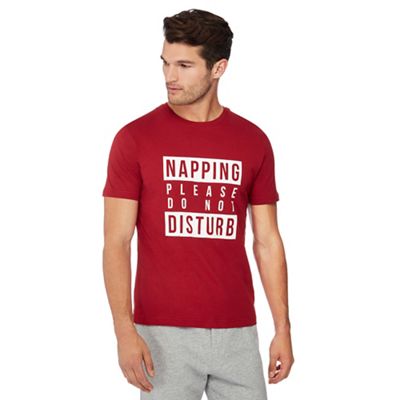 Lounge & Sleep - Red slogan print pyjama top