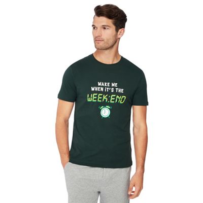 Lounge & Sleep - Green slogan print pyjama top