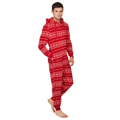 Lounge & Sleep - Red Fair Isle onesie