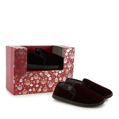 Maine New England - Wine red corduroy carpet slippers