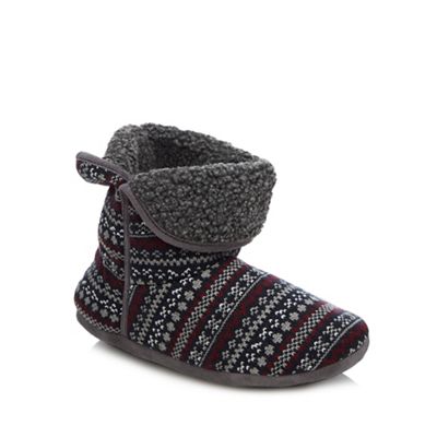 Mantaray - Red Fair Isle knitted slipper boots
