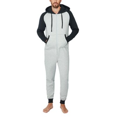 Lounge & Sleep - Big and tall grey quilted onesie