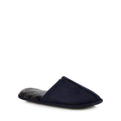 Maine New England - Navy suedette mule slippers