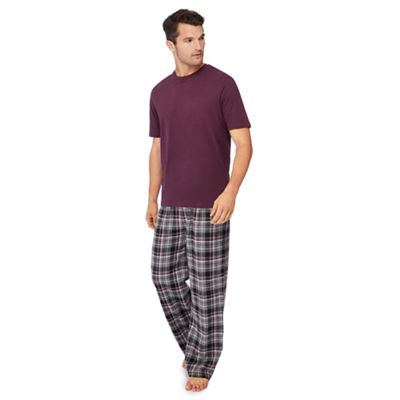 Lounge & Sleep - Dark purple cotton pyjama set
