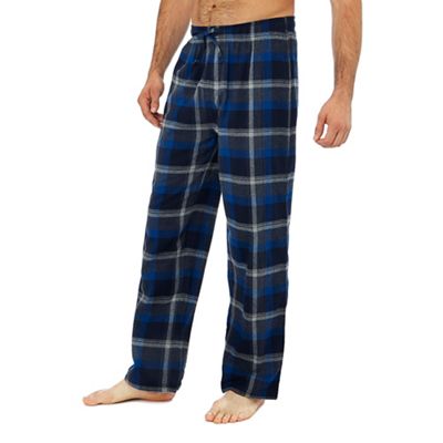 Lounge & Sleep - 2 pack blue and purple checked pyjama bottoms