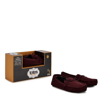 Totes - Wine red moccasin slippers