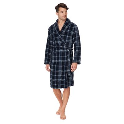Maine New England - Big and tall navy check print dressing gown