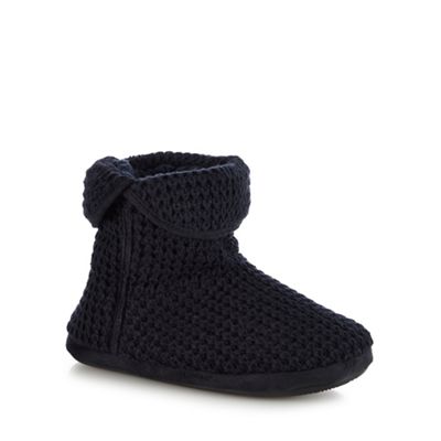 Mantaray - Navy waffle knit slipper boots