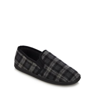 Maine New England - Black check print carpet slippers