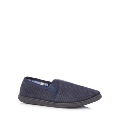 Maine New England - Navy fleece lined carpet slippers