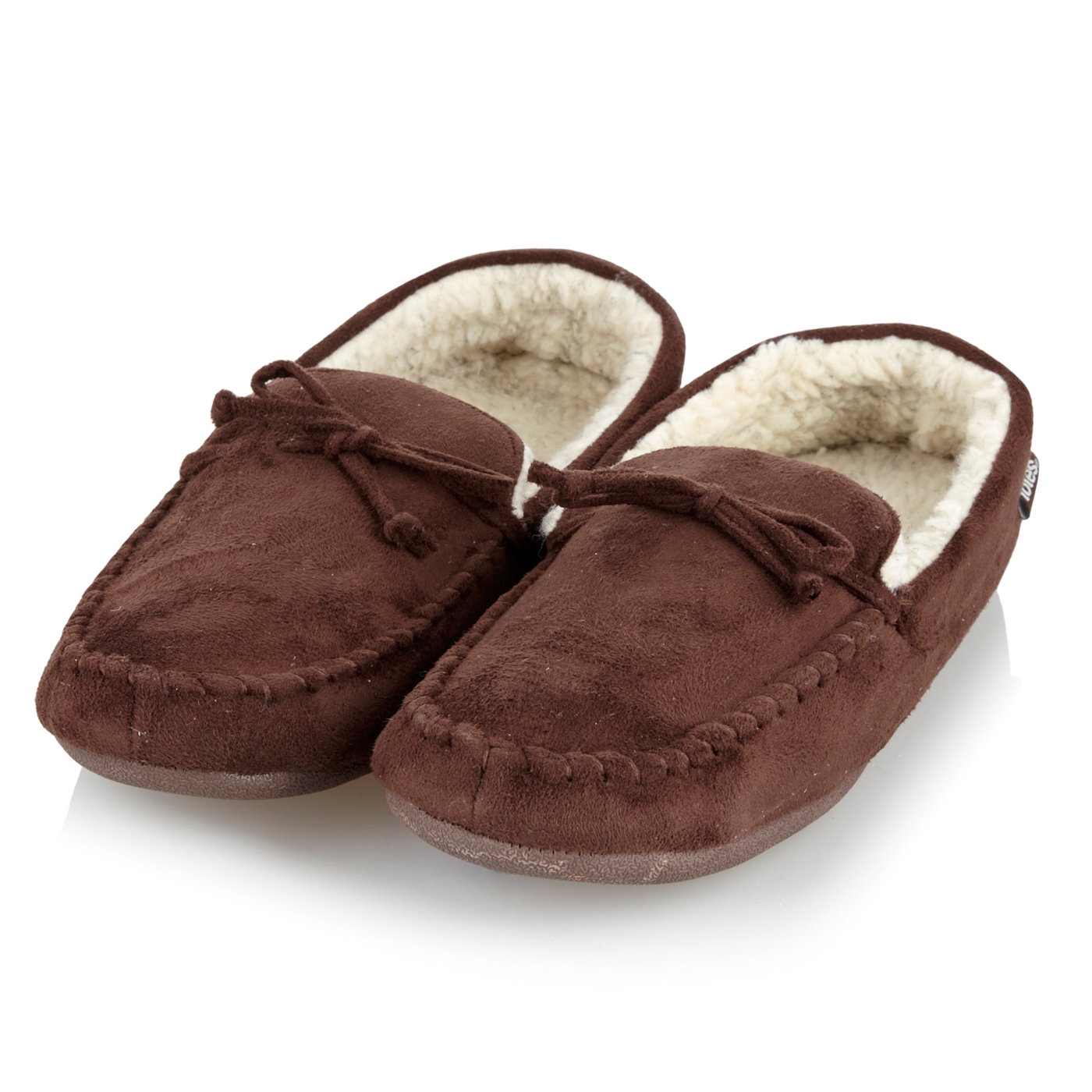 Totes Brown faux fur lined moccasins