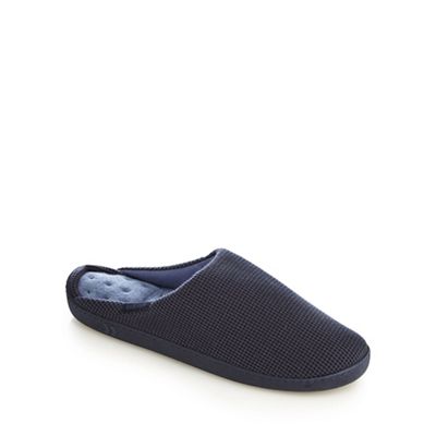 Totes - Navy waffle 'Pillowstep' mule slippers