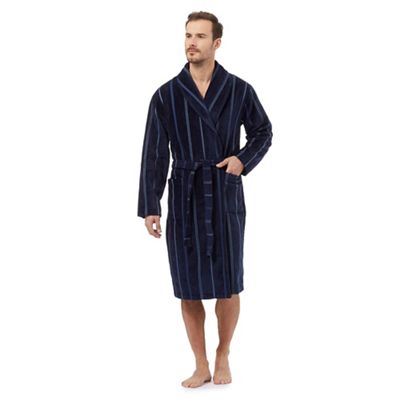 J by Jasper Conran - Navy striped velour dressing gown