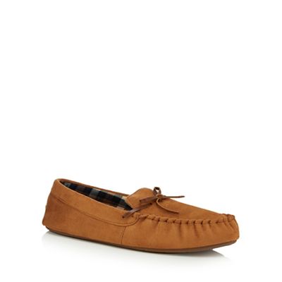 Maine New England - Tan microsuede moccasin slippers