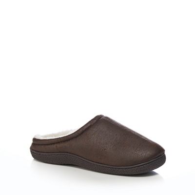 Mantaray - Brown textured mule slippers