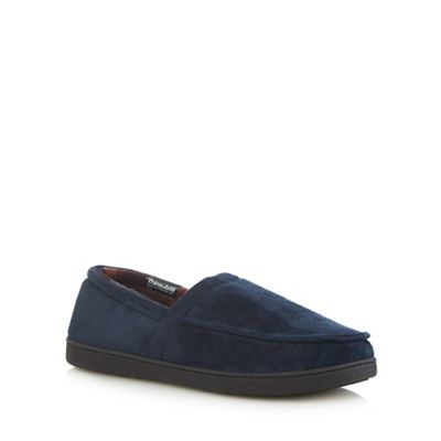 Maine New England - Navy 'Thinsulate' memory foam slippers
