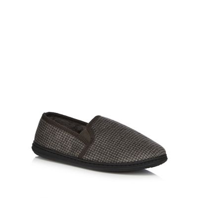 Maine New England - Khaki checked moccasin slippers