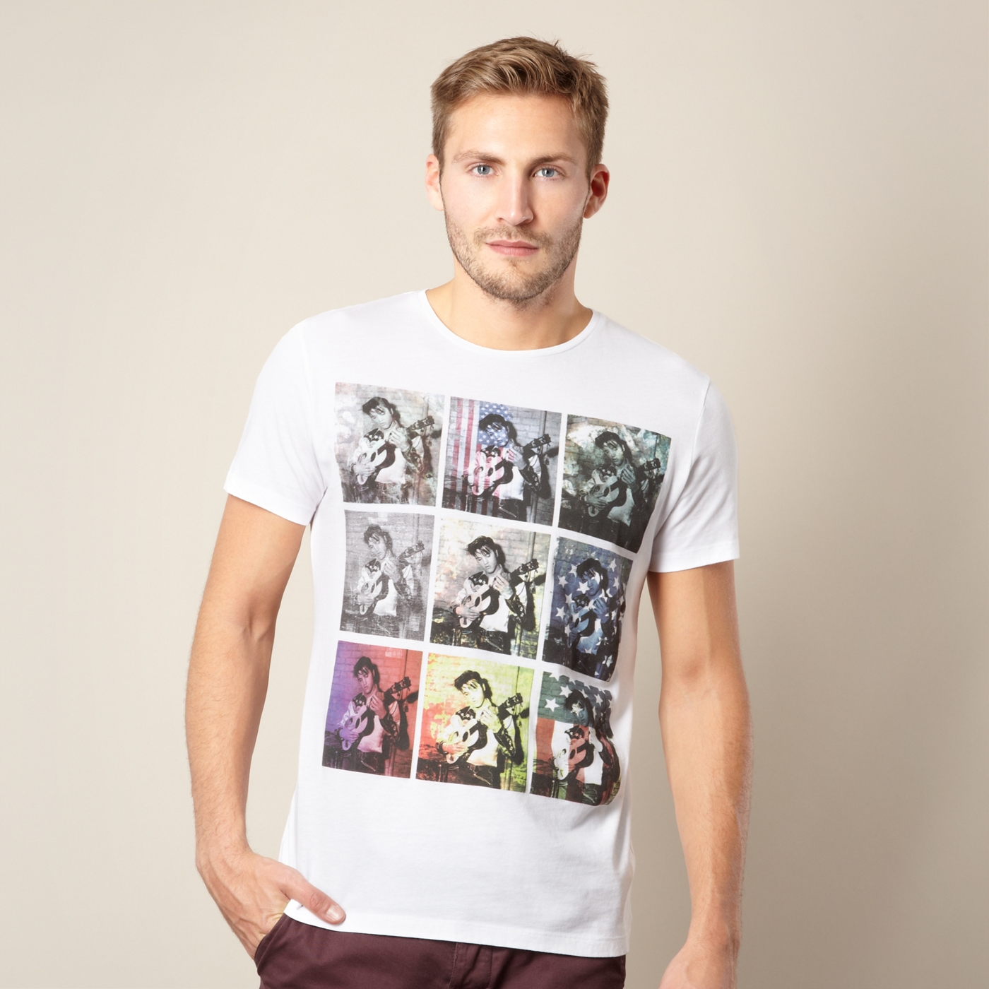 Red Herring White Elvis montage t shirt