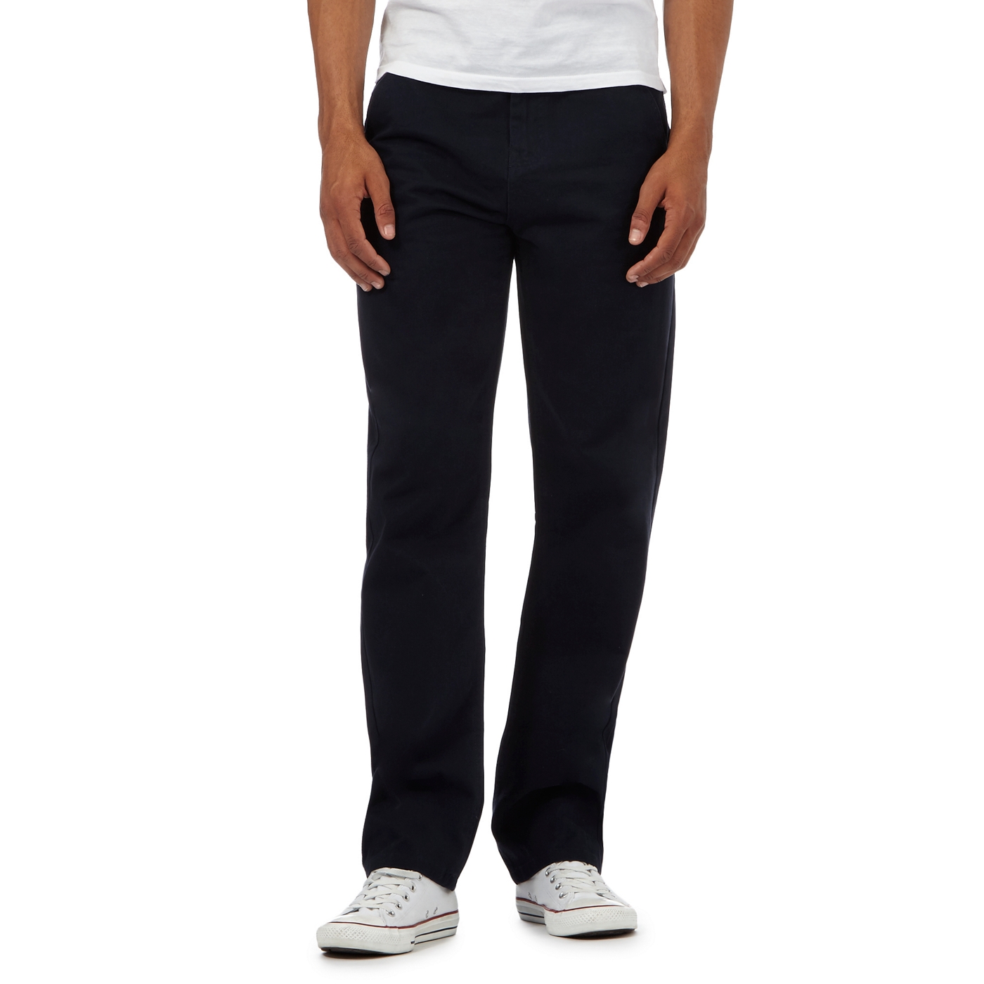 St George by Duffer Navy straight leg twill chinos