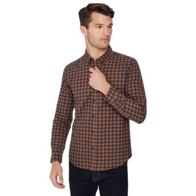 Red Herring - Mustard check print long sleeve regular fit shirt
