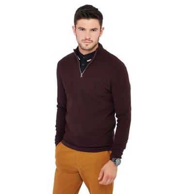 Red Herring - Maroon zip neck jumper