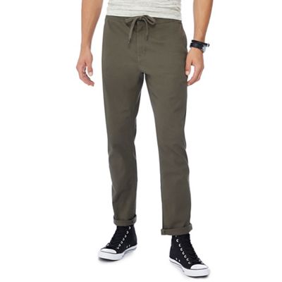 Red Herring - Khaki drawstring chino trousers