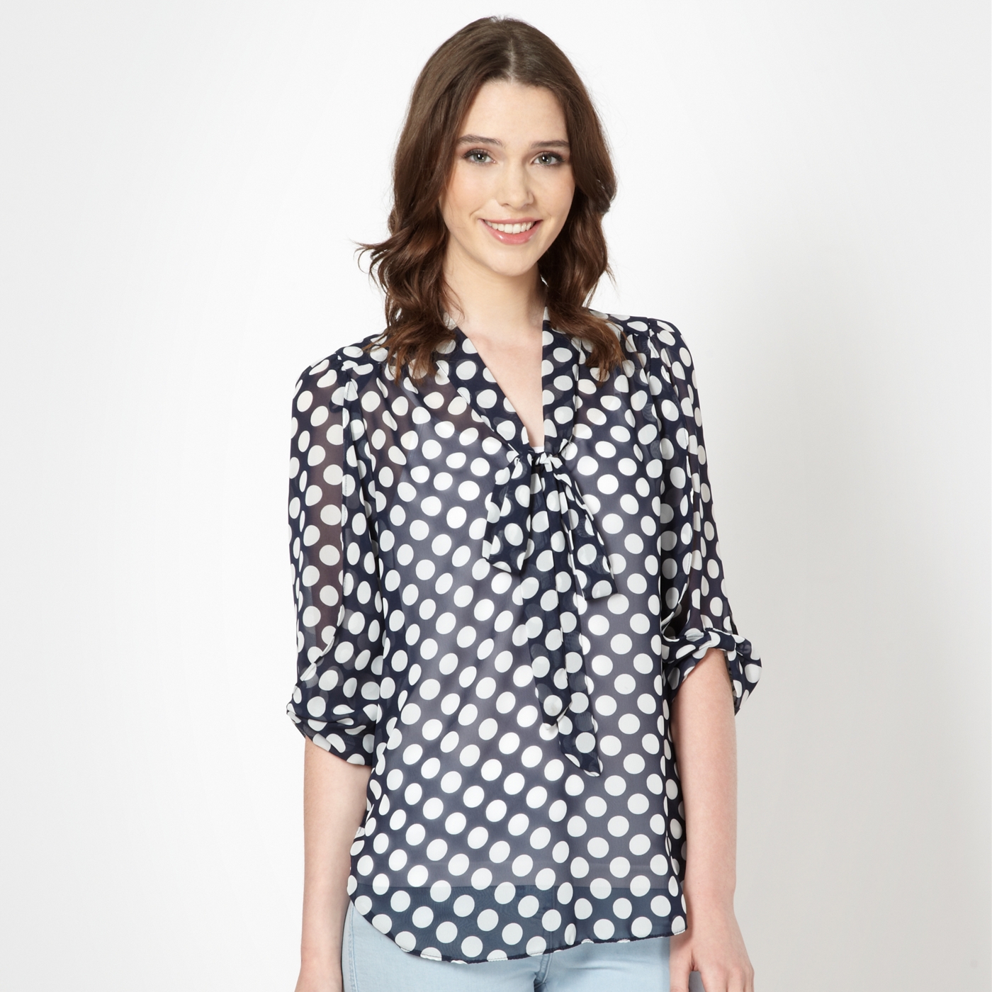 Red Herring Navy spotted chiffon blouse