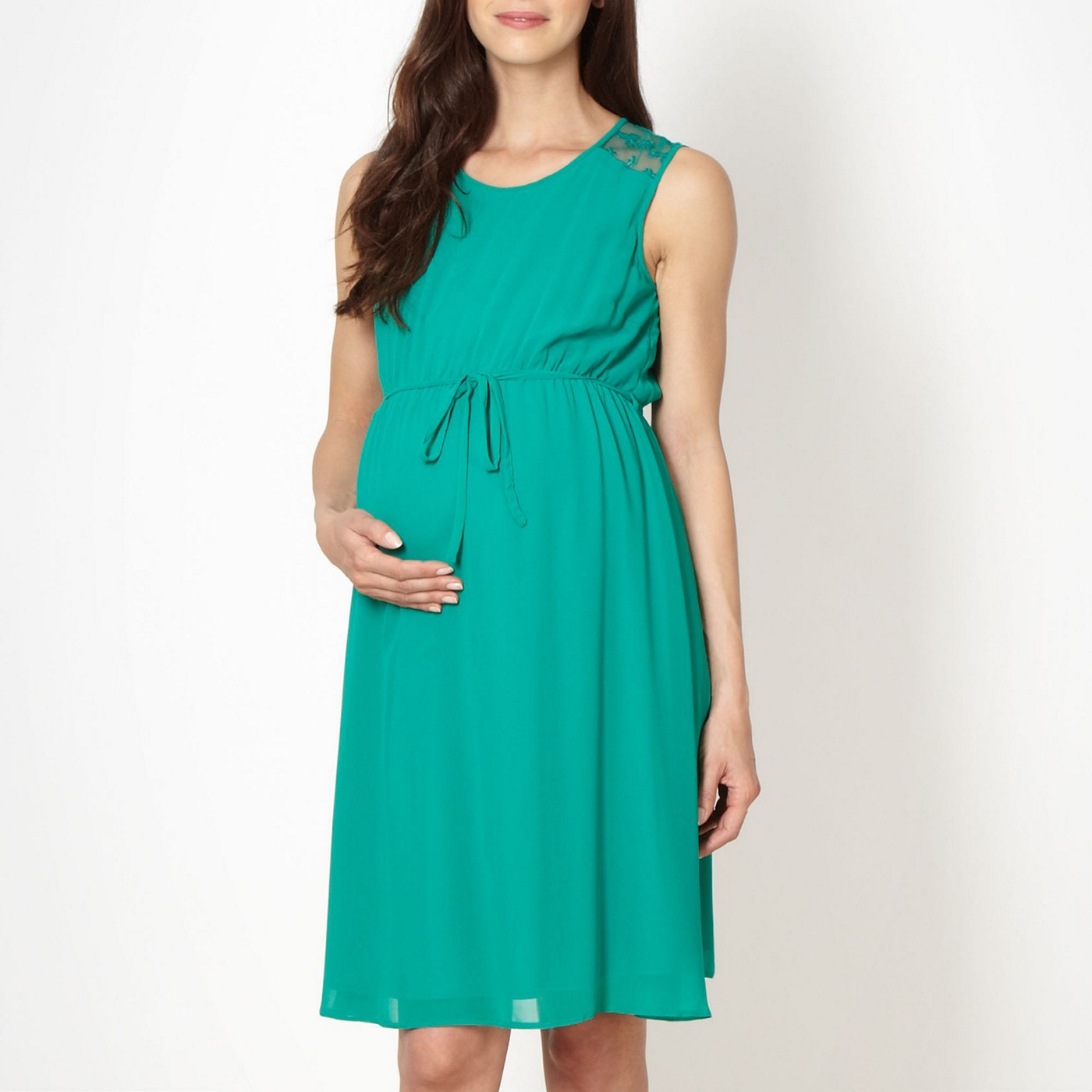 Red Herring Maternity Green lace insert maternity dress