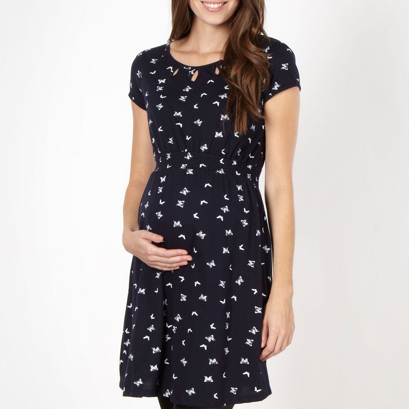 Red Herring Maternity Navy jersey butterfly maternity dress