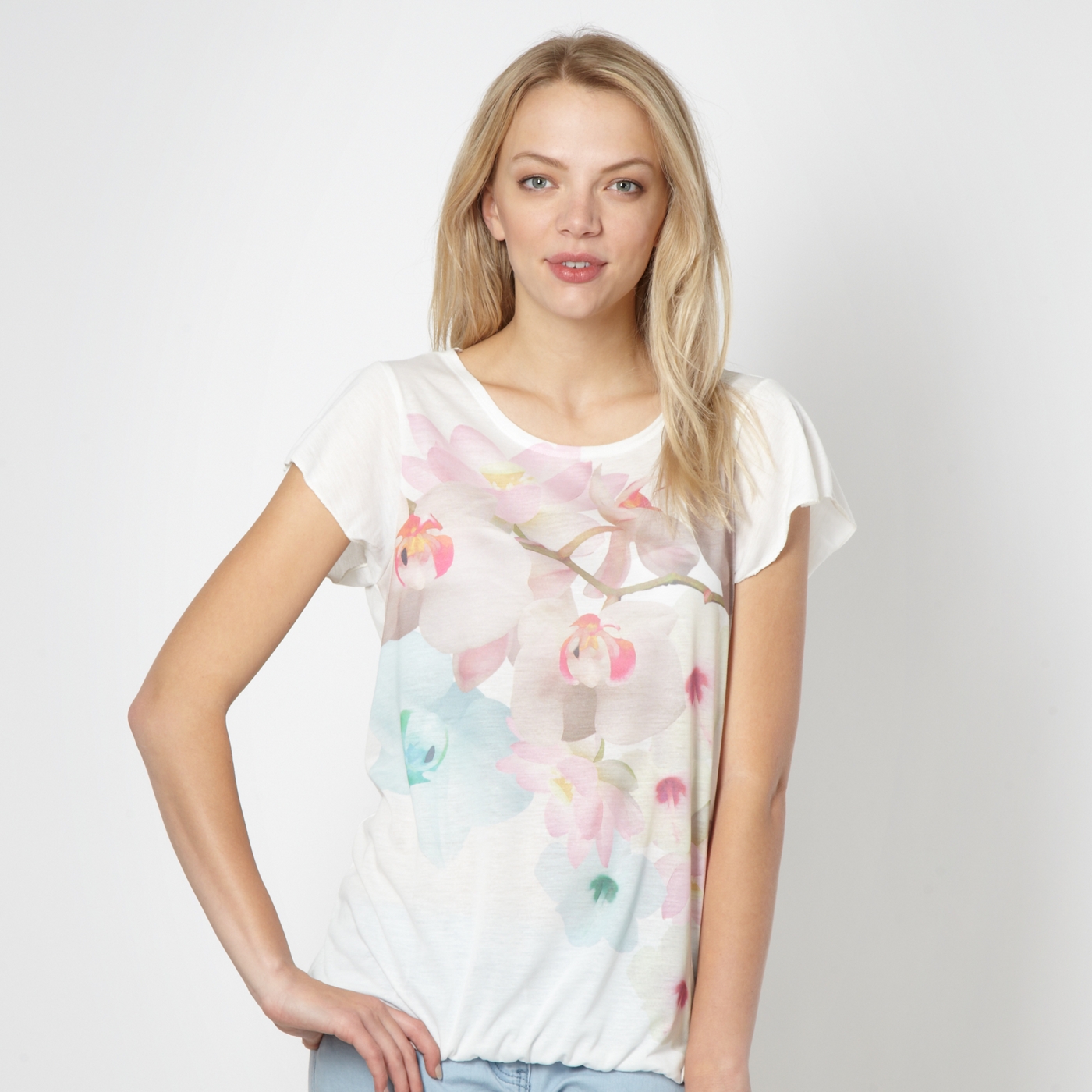 Red Herring Ivory pastel coloured floral top